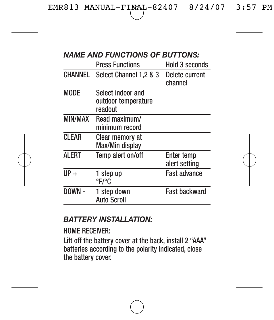 General Tools and Instruments EMR813 User Manual | Page 2 / 20