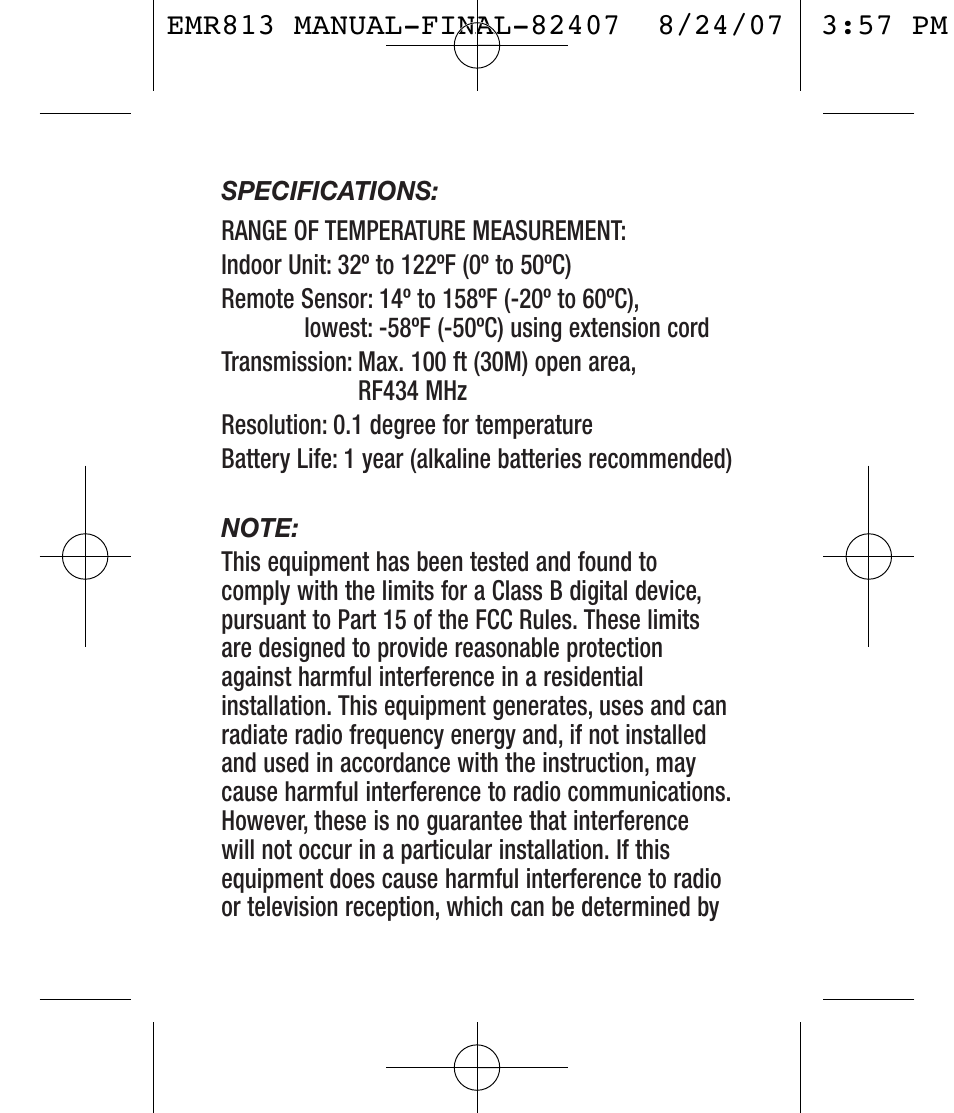 General Tools and Instruments EMR813 User Manual | Page 6 / 20