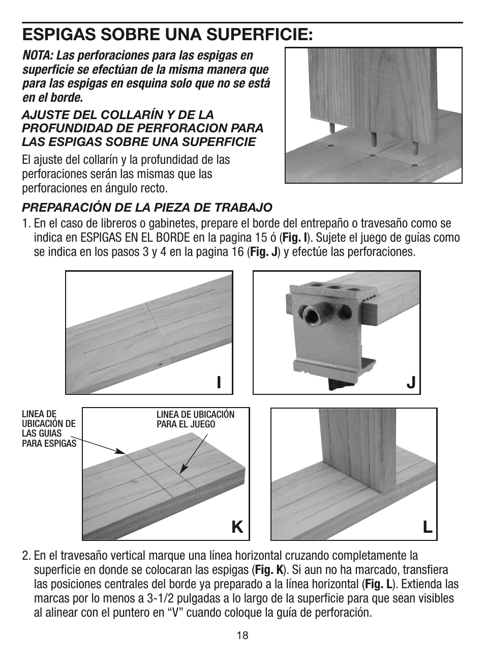 Ij k l, Espigas sobre una superficie | General Tools and Instruments EZPro851 User Manual | Page 18 / 32