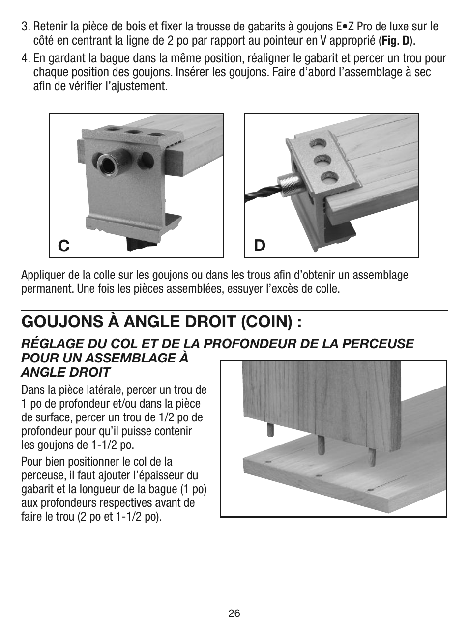 Goujons à angle droit (coin) | General Tools and Instruments EZPro851 User Manual | Page 26 / 32