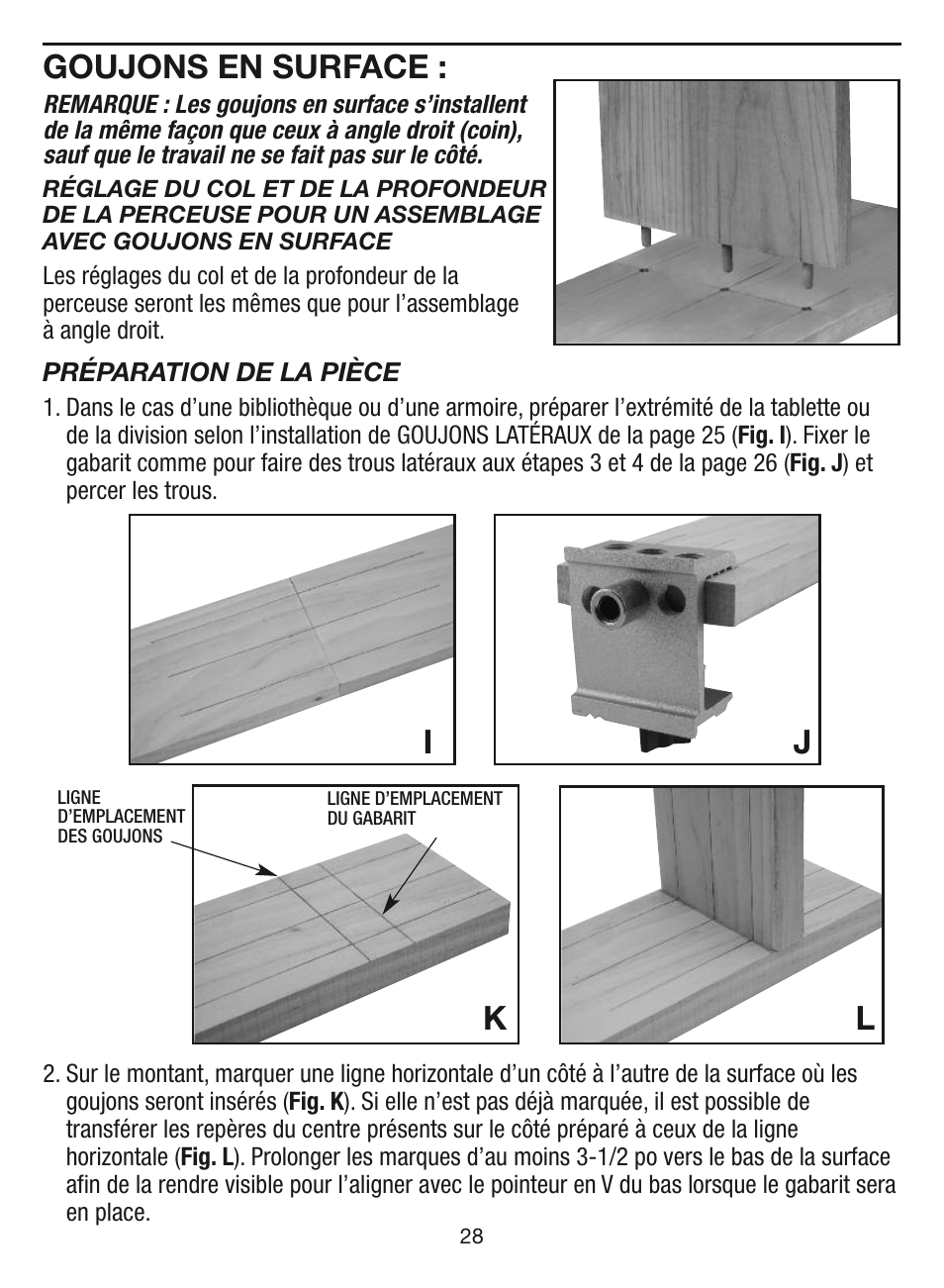 Goujons en surface, Ij k l | General Tools and Instruments EZPro851 User Manual | Page 28 / 32