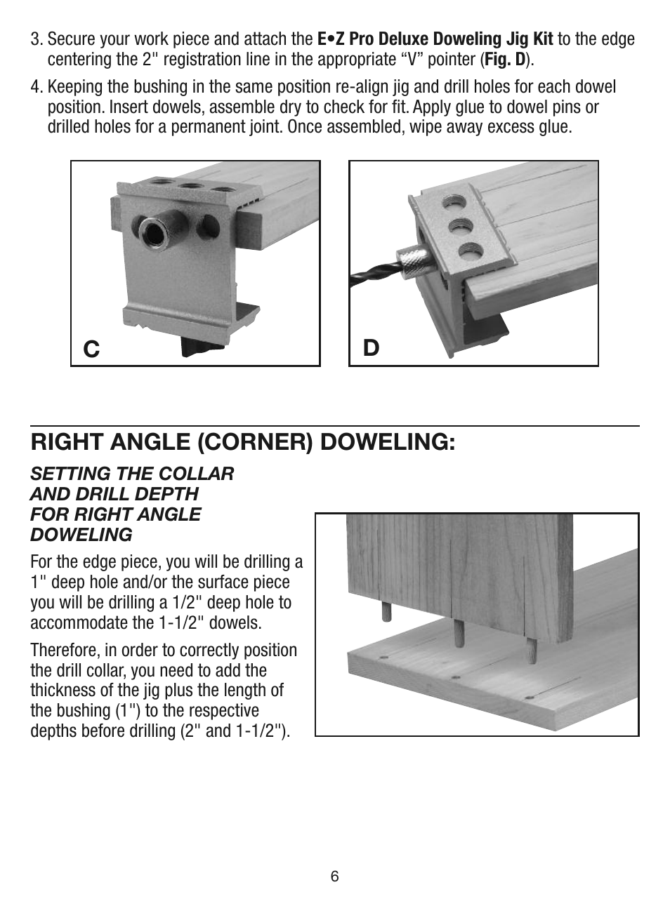 Right angle (corner) doweling | General Tools and Instruments EZPro851 User Manual | Page 6 / 32