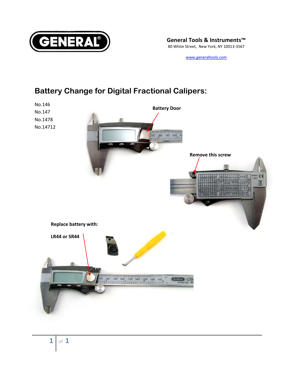 General Tools and Instruments 14712 User Manual | 1 page