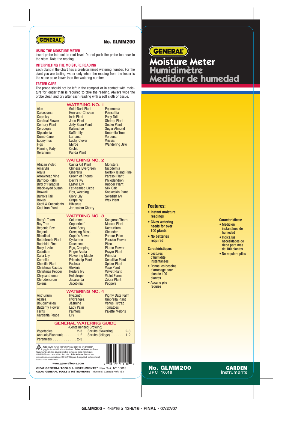 General Tools and Instruments GLMM200 User Manual | 2 pages