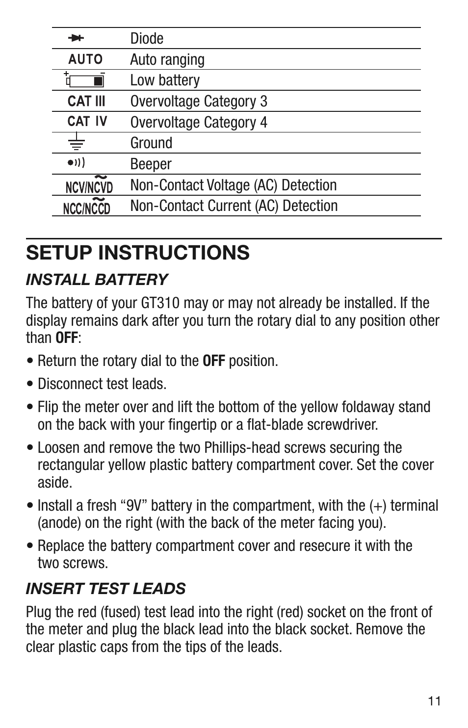Setup instructions | General Tools and Instruments GT310 User Manual | Page 11 / 24
