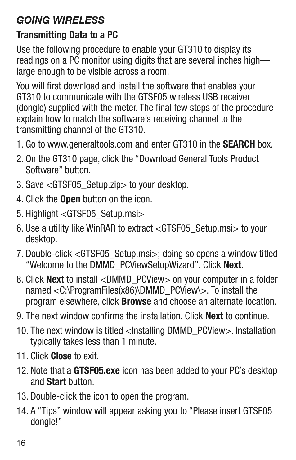 General Tools and Instruments GT310 User Manual | Page 16 / 24