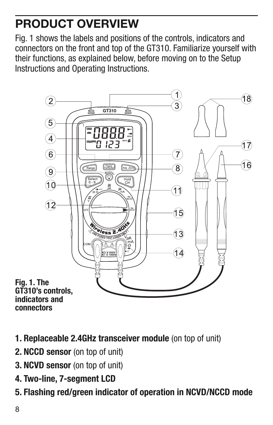 Product overview | General Tools and Instruments GT310 User Manual | Page 8 / 24