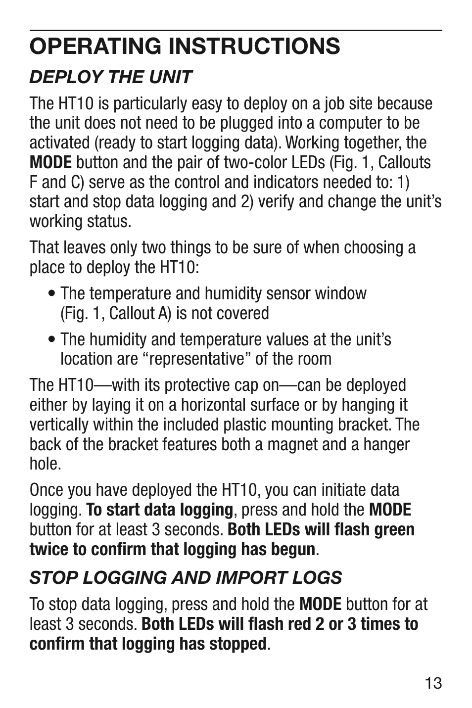 Operating instructions | General Tools and Instruments HT10 User Manual | Page 13 / 20