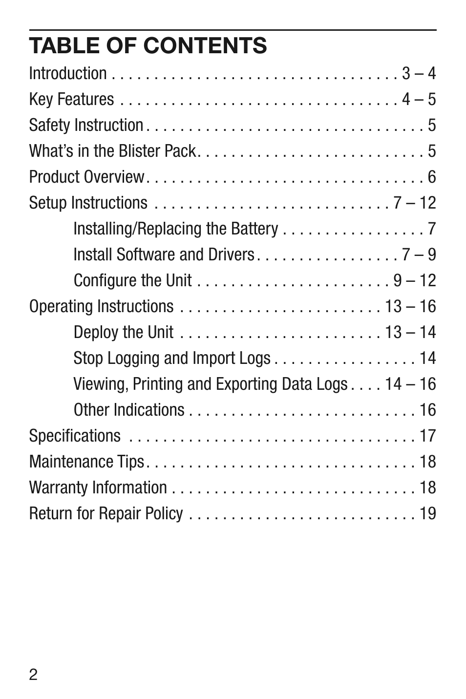 General Tools and Instruments HT10 User Manual | Page 2 / 20