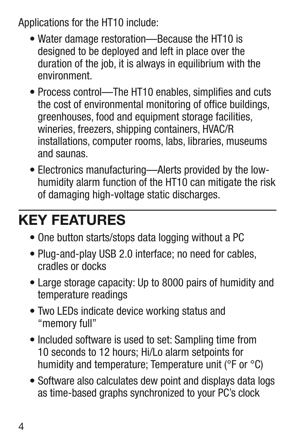 Key features | General Tools and Instruments HT10 User Manual | Page 4 / 20