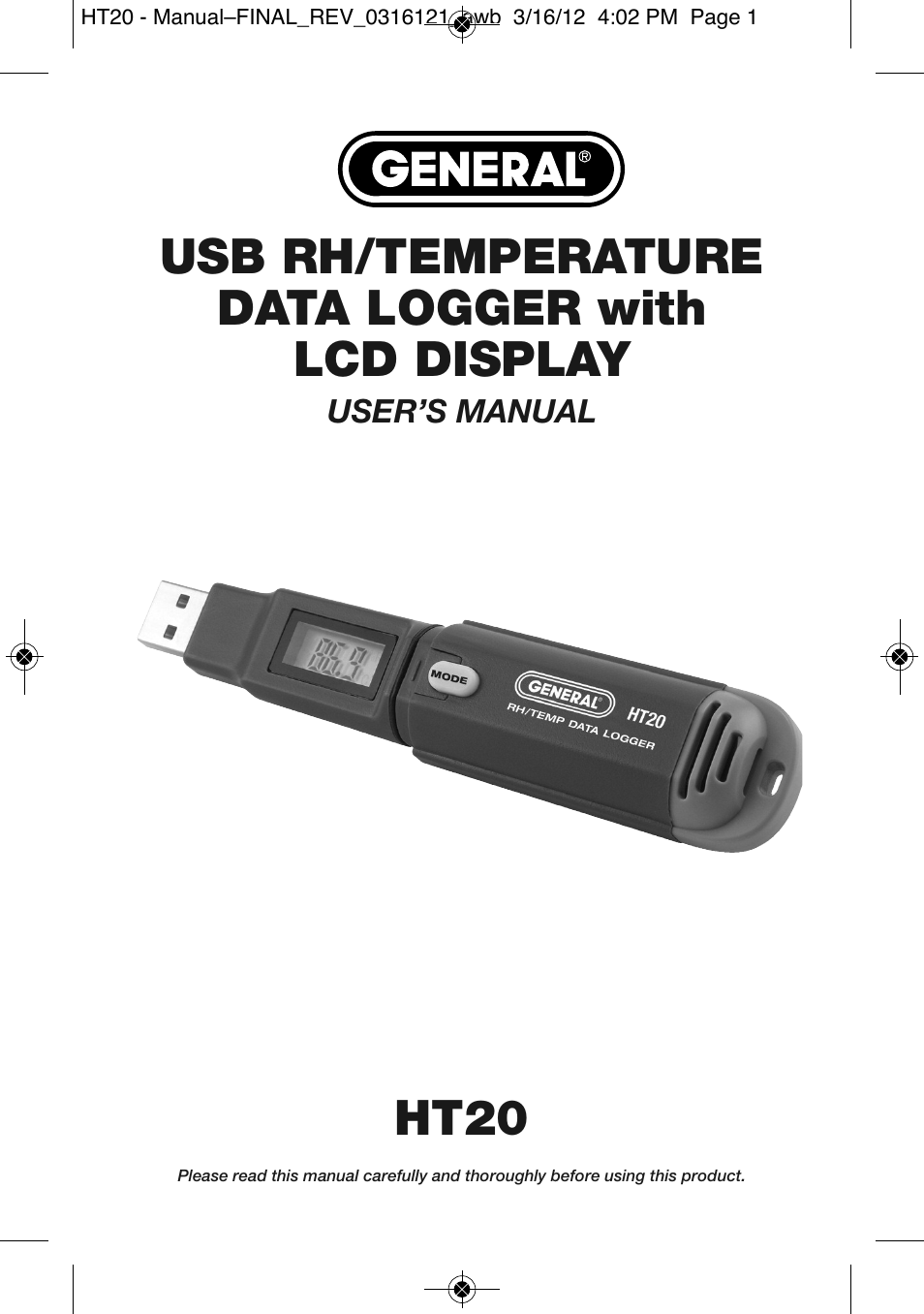 General Tools and Instruments HT20 User Manual | 20 pages