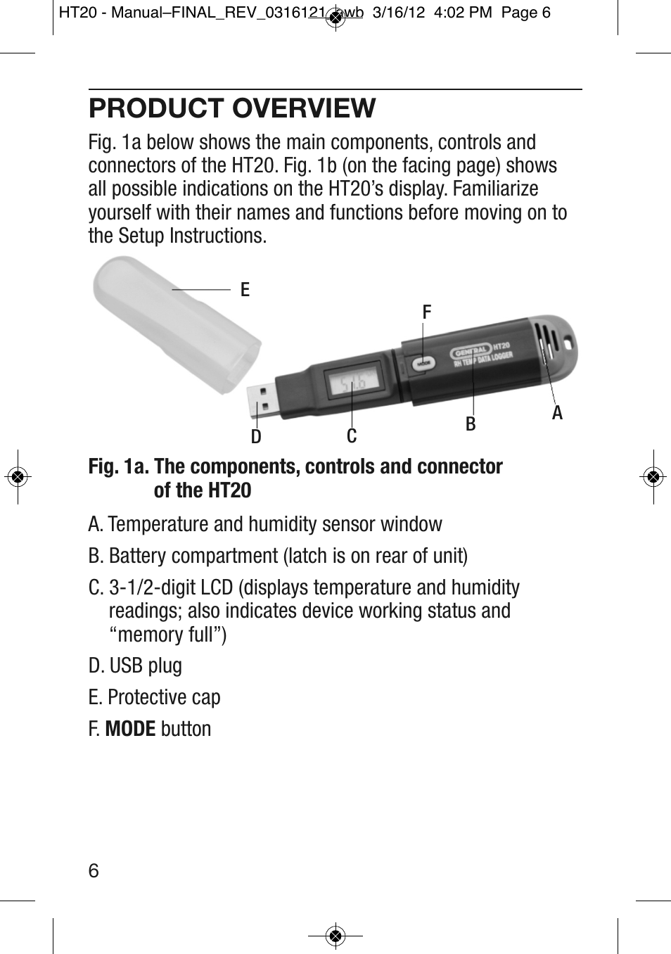 Product overview | General Tools and Instruments HT20 User Manual | Page 6 / 20