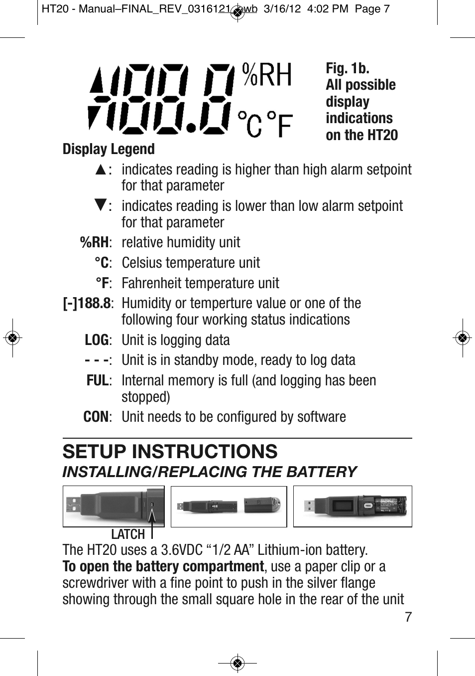Setup instructions | General Tools and Instruments HT20 User Manual | Page 7 / 20