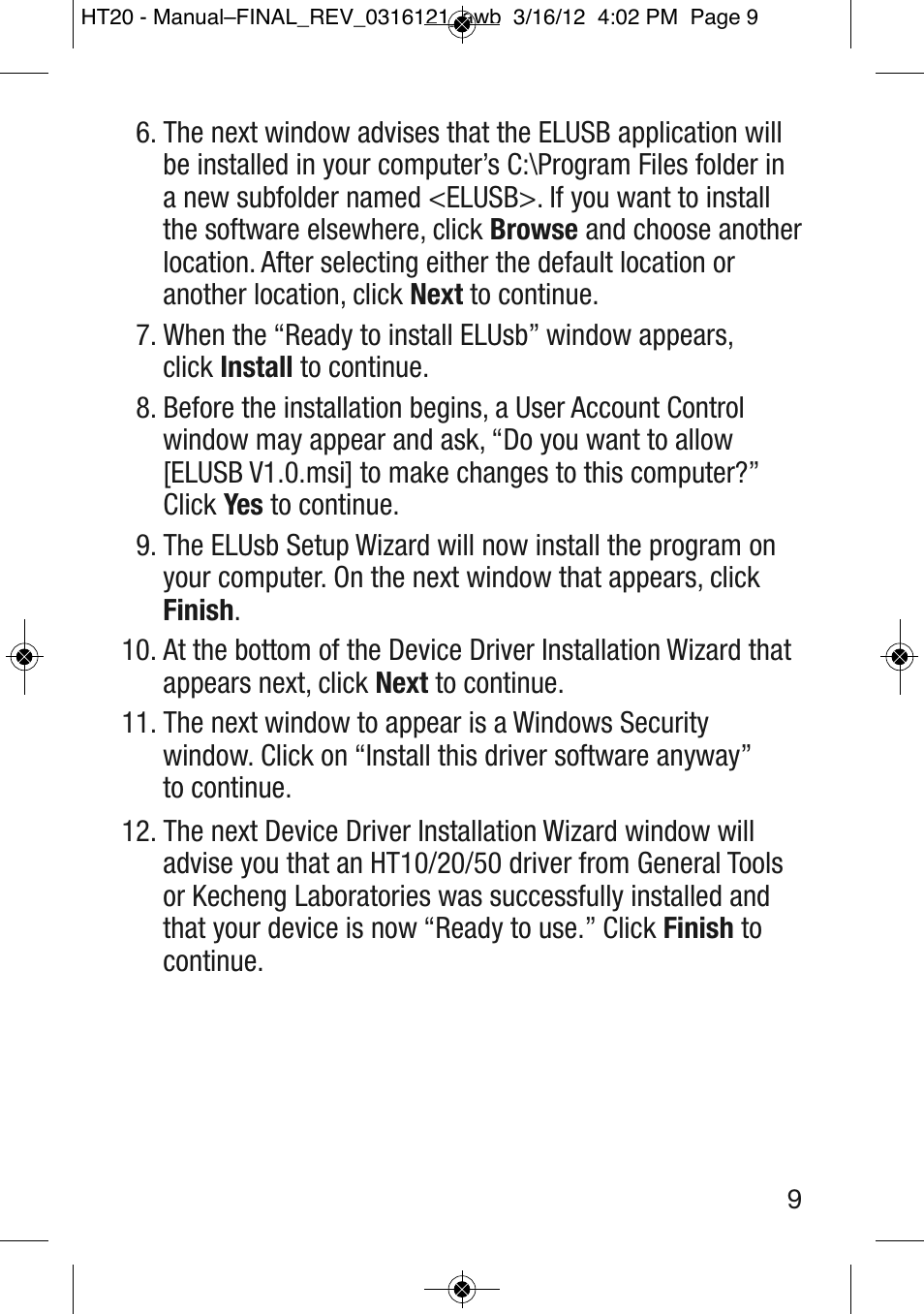 General Tools and Instruments HT20 User Manual | Page 9 / 20