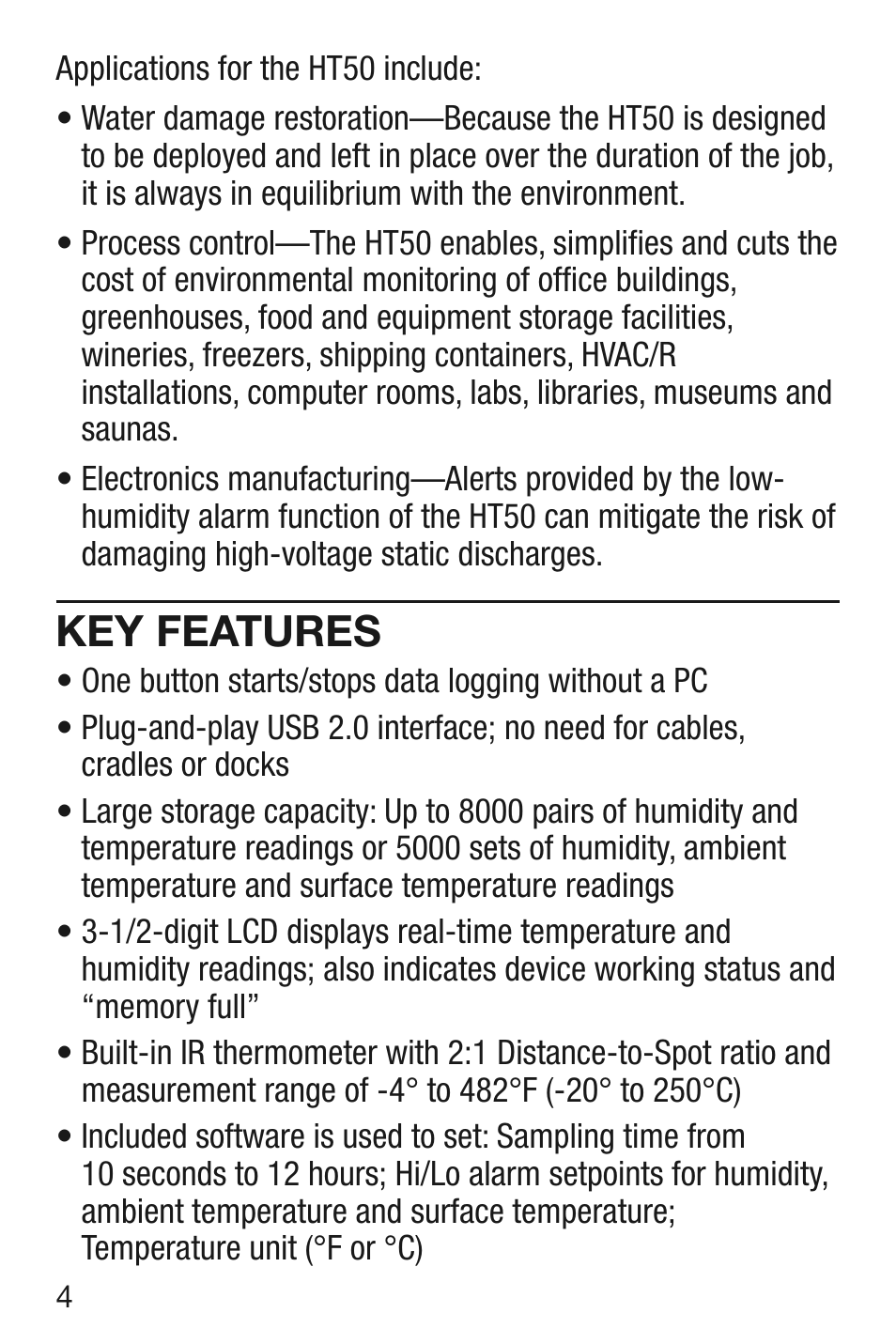 Key features | General Tools and Instruments HT50 v.1 User Manual | Page 4 / 24