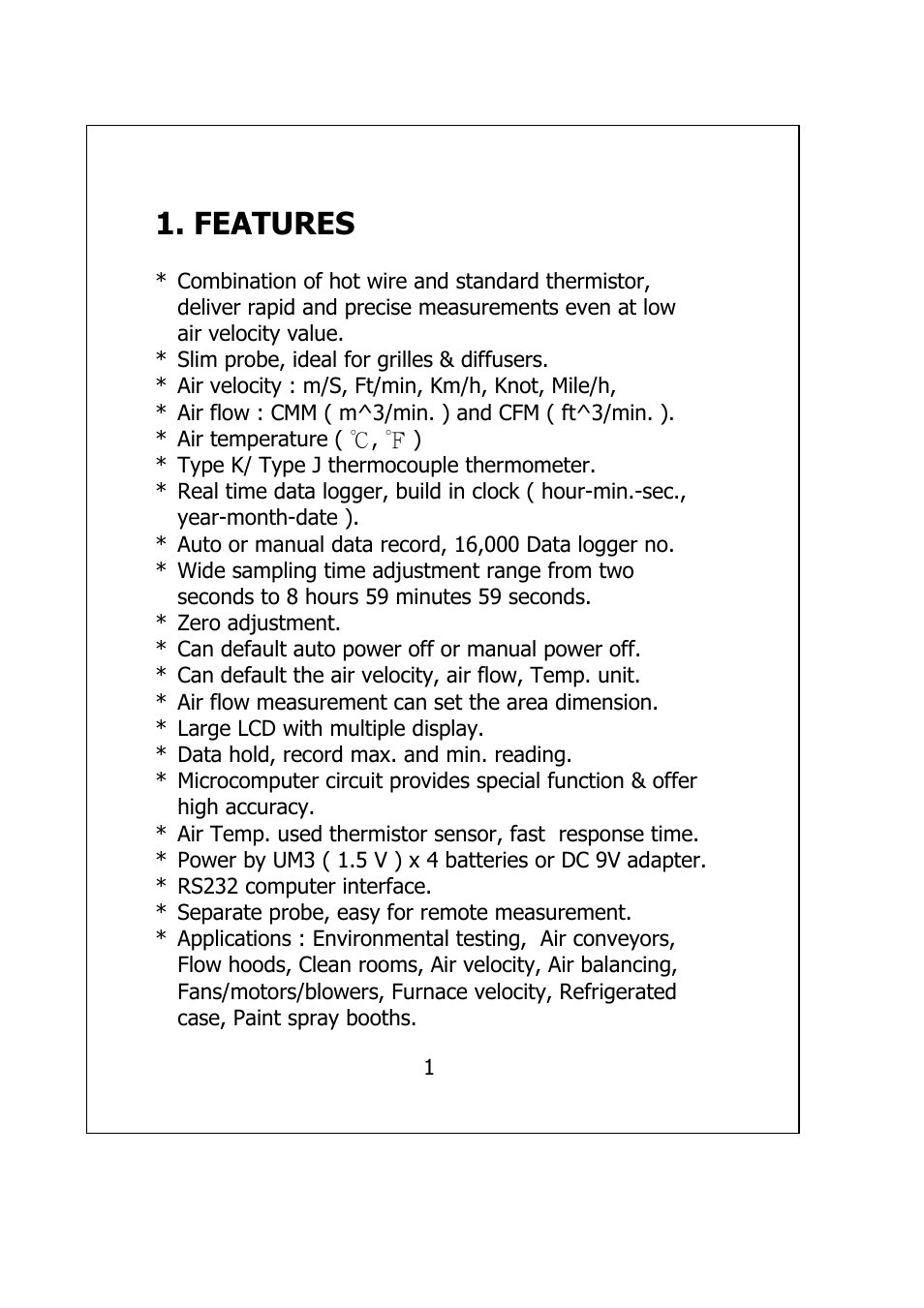 Features | General Tools and Instruments HWA2005DL User Manual | Page 3 / 29