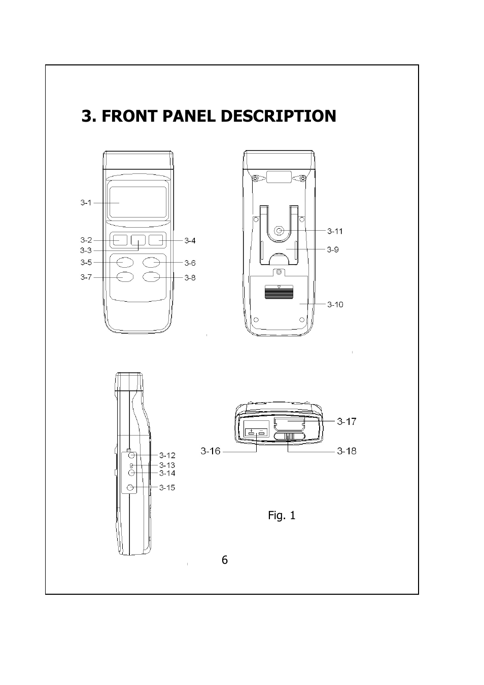 Front panel description | General Tools and Instruments HWA2005DL User Manual | Page 8 / 29