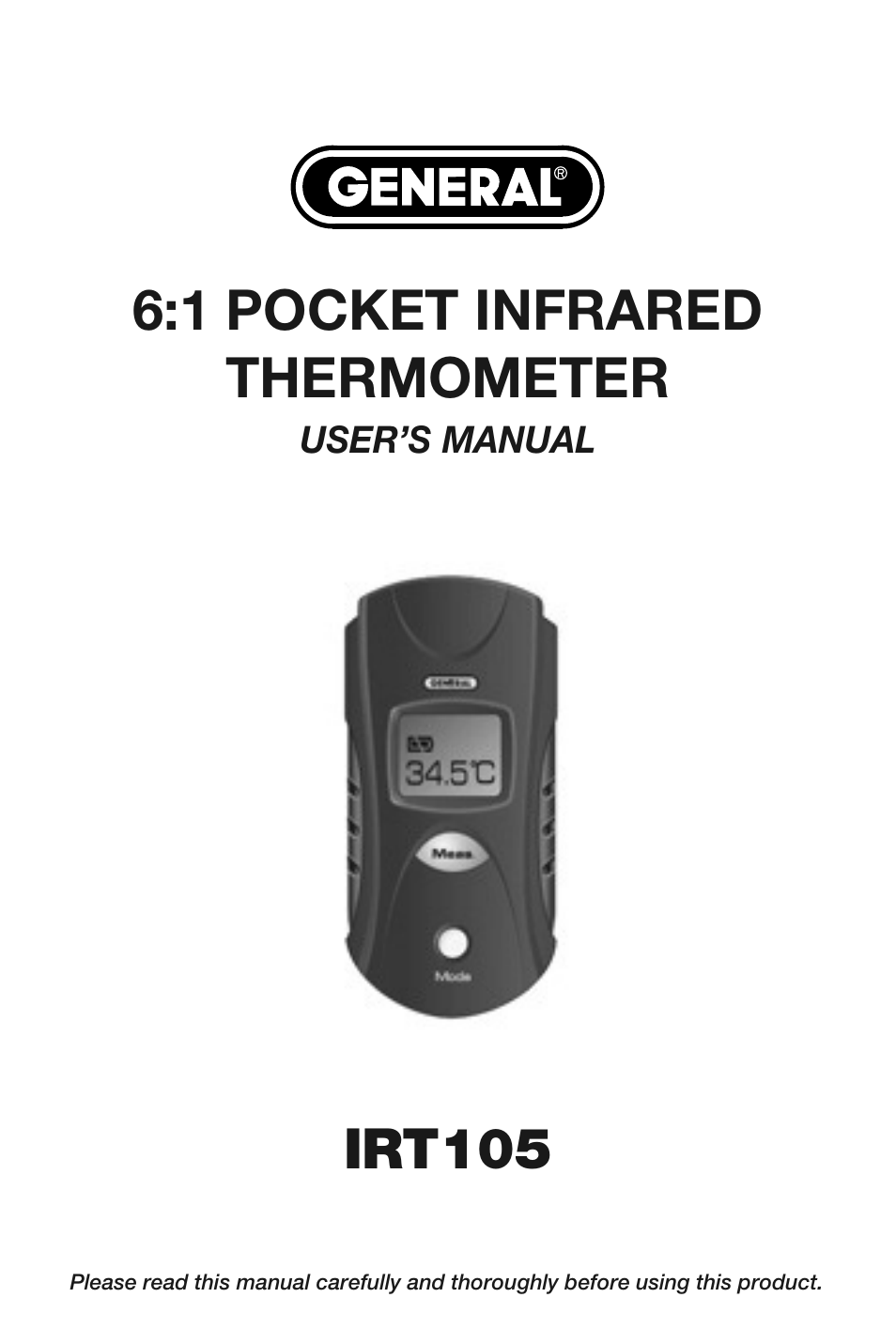 General Tools and Instruments IRT105 User Manual | 60 pages
