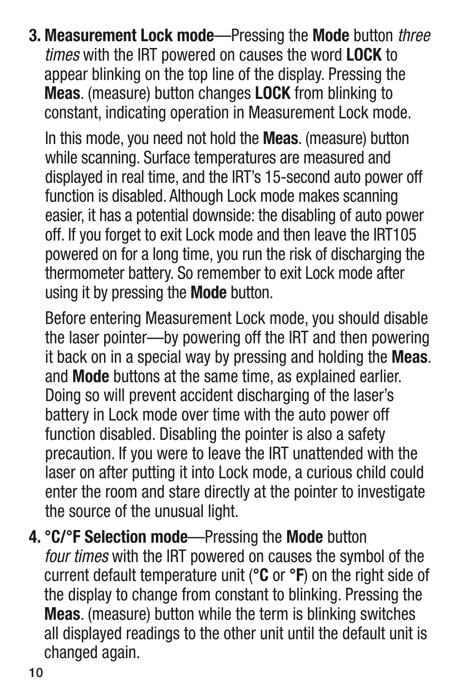 General Tools and Instruments IRT105 User Manual | Page 10 / 60