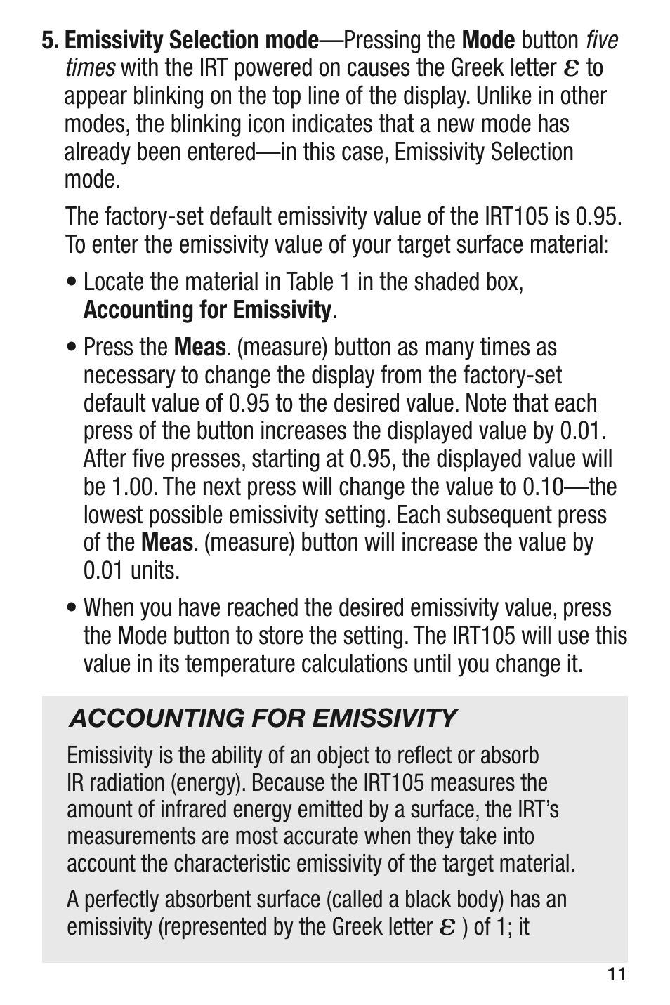 General Tools and Instruments IRT105 User Manual | Page 11 / 60