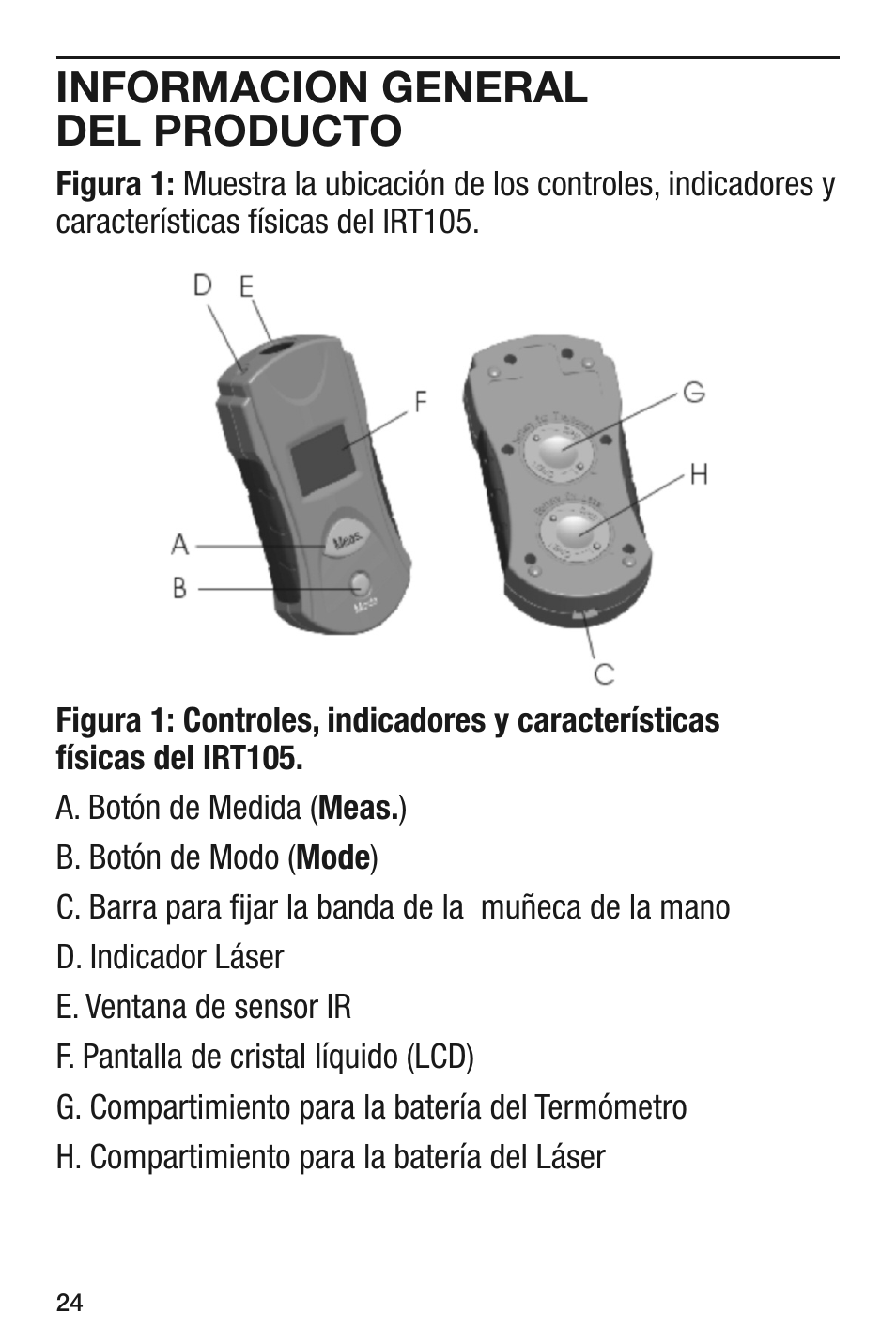 Informacion general del producto | General Tools and Instruments IRT105 User Manual | Page 24 / 60