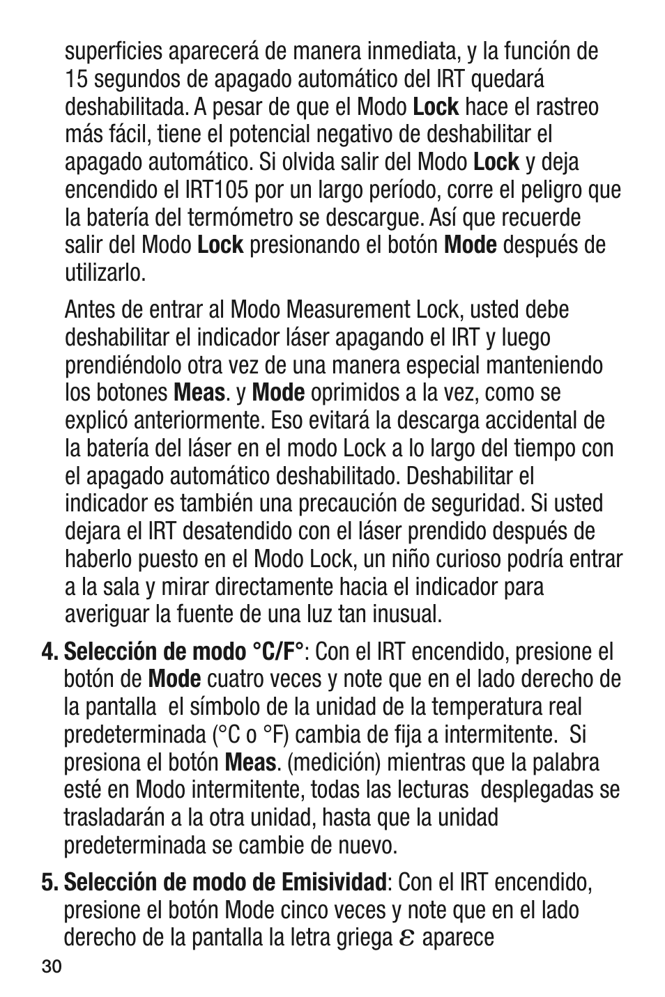General Tools and Instruments IRT105 User Manual | Page 30 / 60