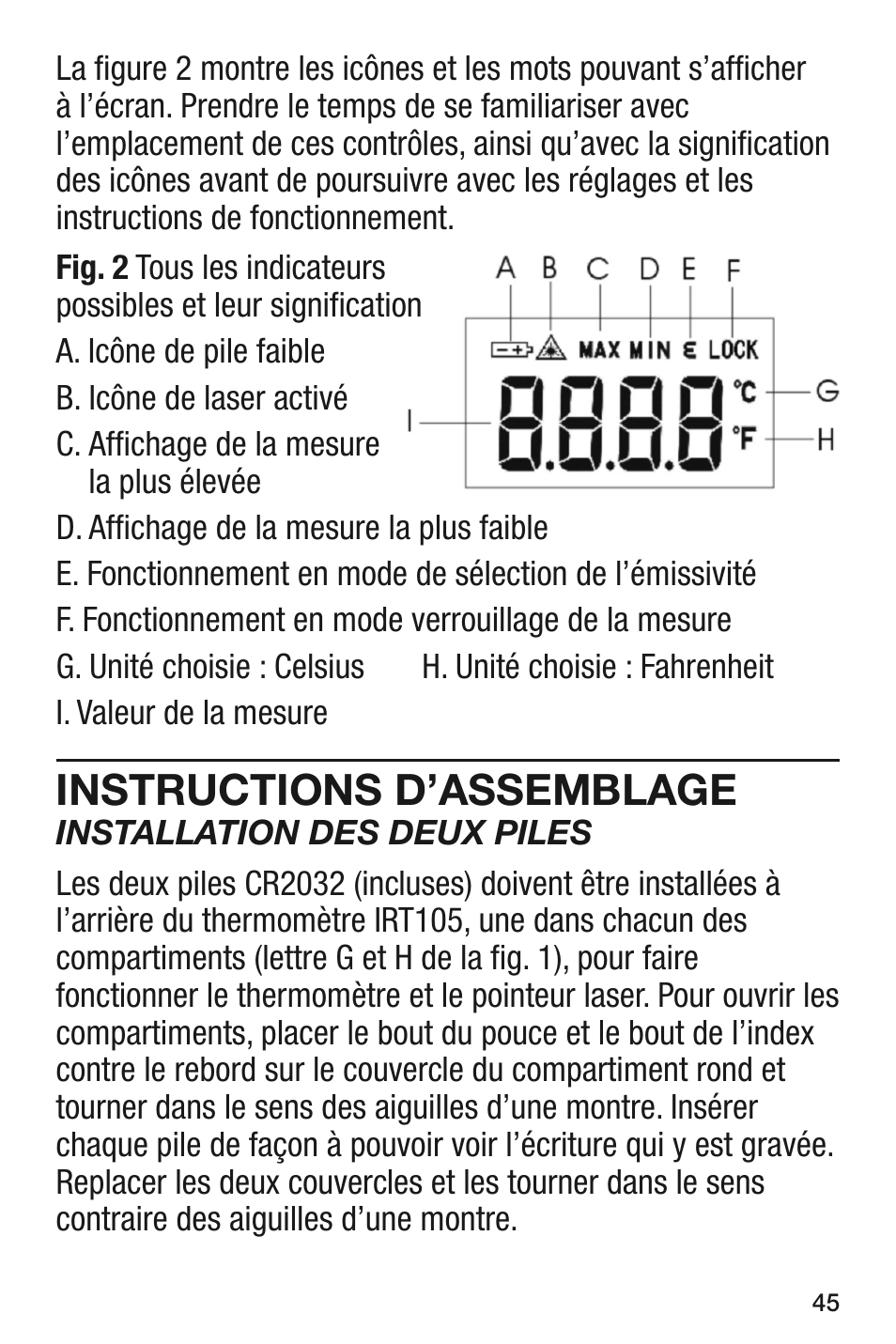 Instructions d’assemblage | General Tools and Instruments IRT105 User Manual | Page 45 / 60