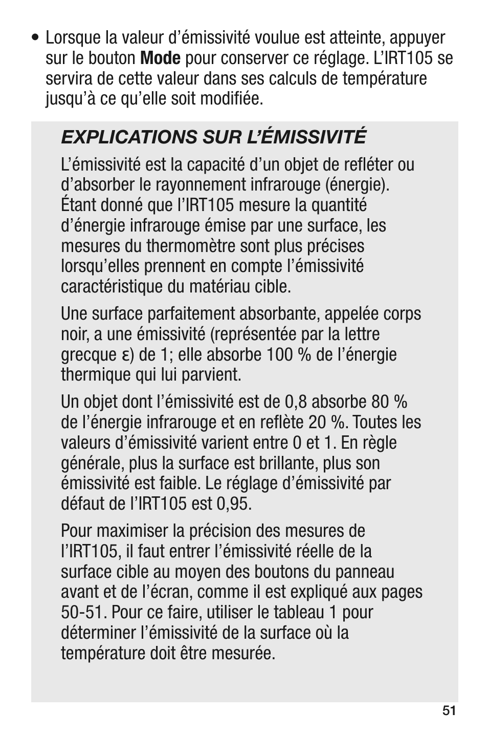 General Tools and Instruments IRT105 User Manual | Page 51 / 60