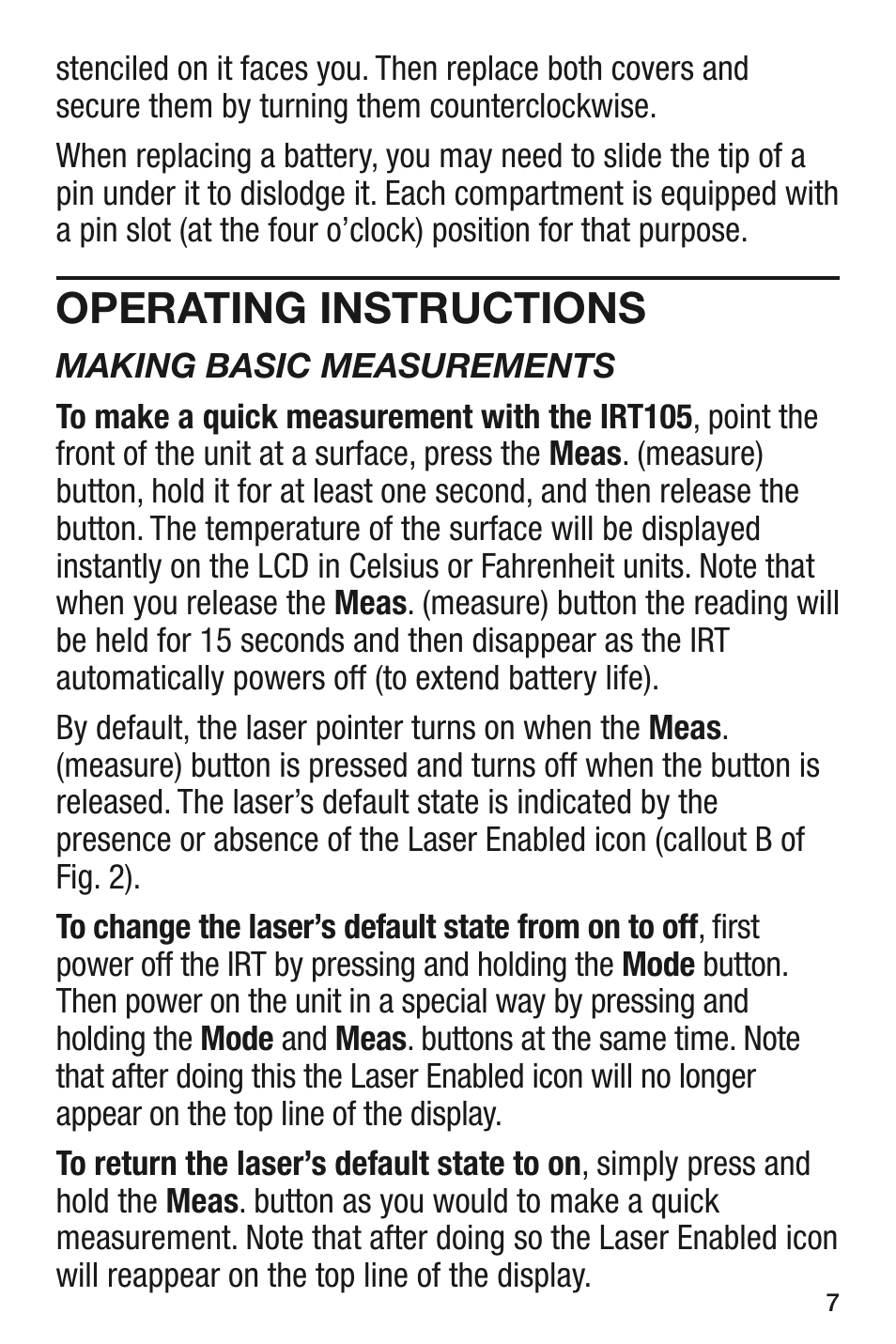 Operating instructions | General Tools and Instruments IRT105 User Manual | Page 7 / 60