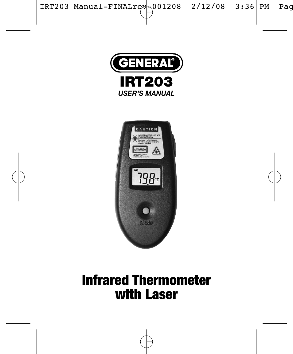 General Tools and Instruments IRT203 User Manual | 16 pages