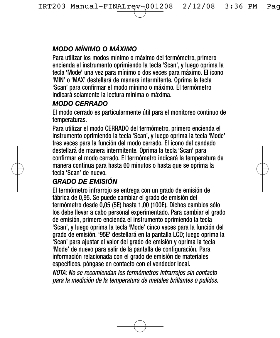 General Tools and Instruments IRT203 User Manual | Page 13 / 16