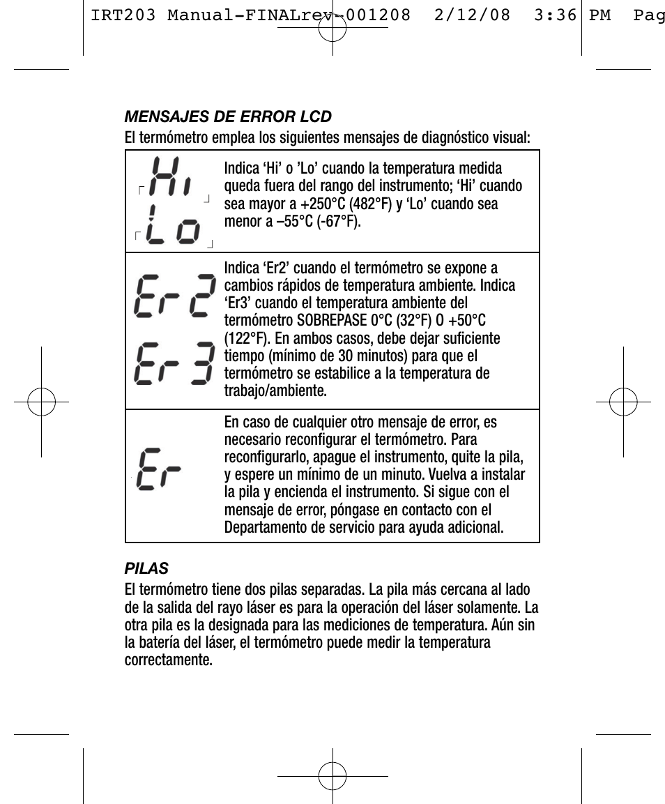 General Tools and Instruments IRT203 User Manual | Page 14 / 16