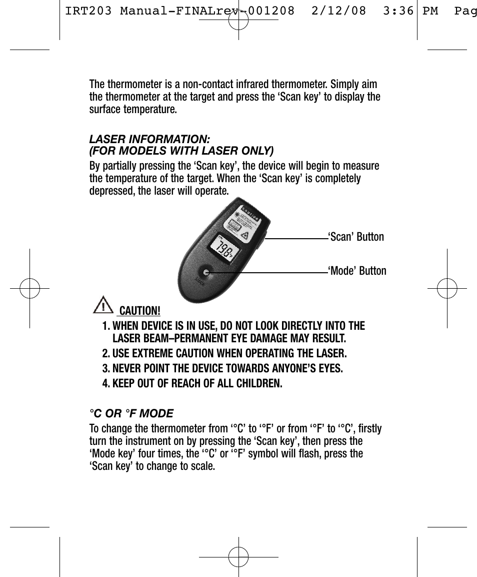 General Tools and Instruments IRT203 User Manual | Page 2 / 16