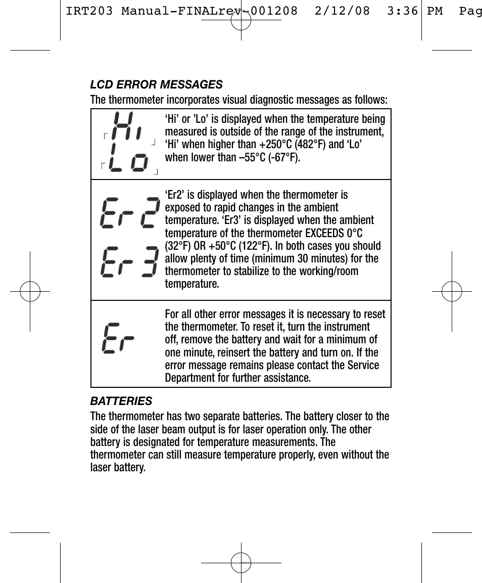 General Tools and Instruments IRT203 User Manual | Page 4 / 16
