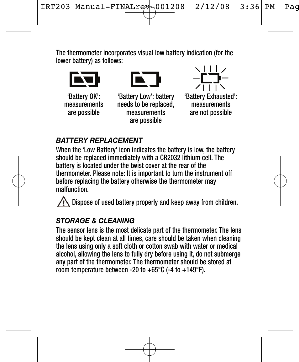 General Tools and Instruments IRT203 User Manual | Page 5 / 16