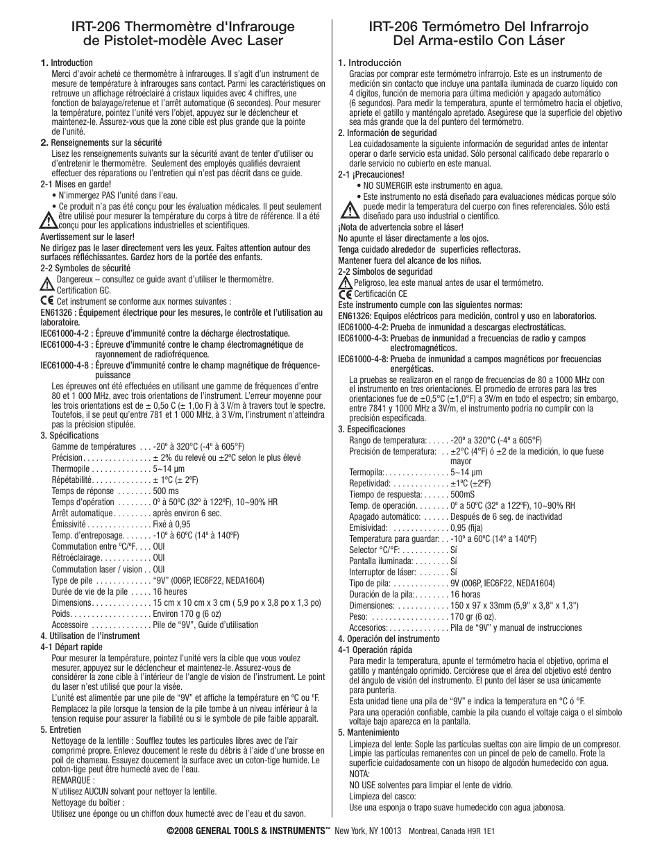 General Tools and Instruments IRT206 User Manual | Page 2 / 2