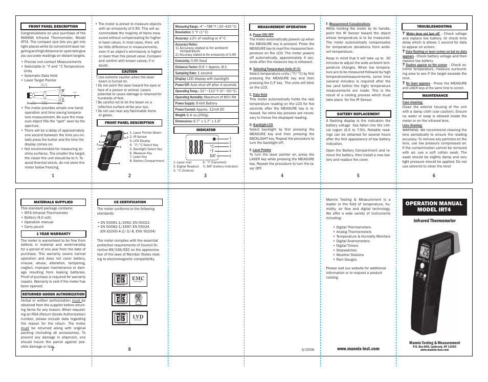 General Tools and Instruments IRT4 User Manual | 1 page