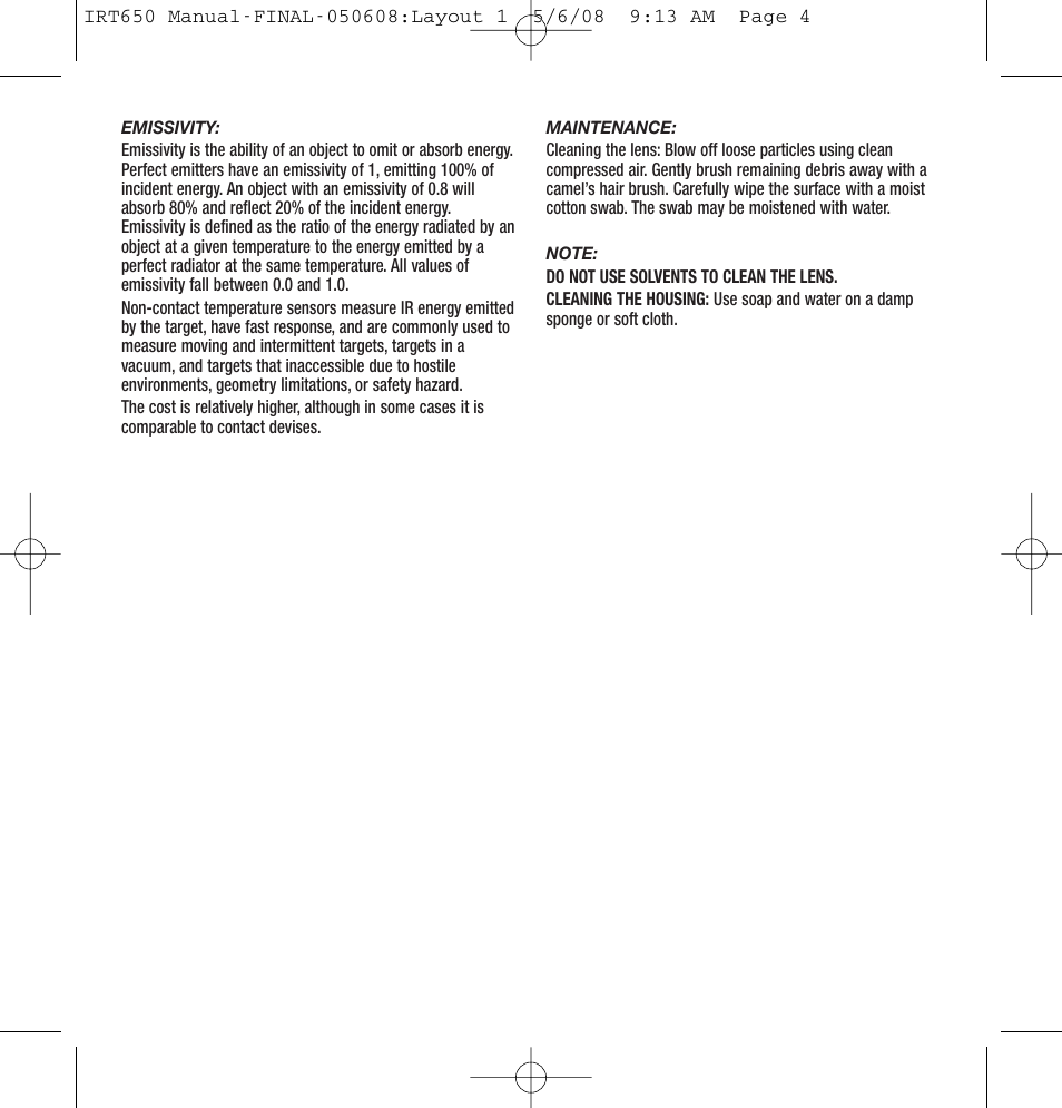 General Tools and Instruments IRT650 User Manual | Page 4 / 12