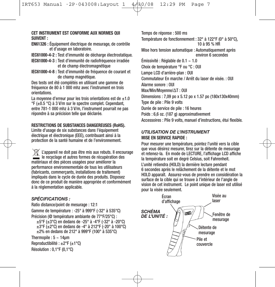 General Tools and Instruments IRT653 User Manual | Page 7 / 16