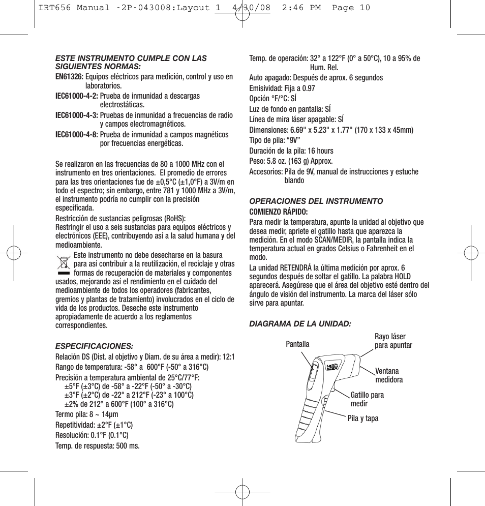 General Tools and Instruments IRT656 User Manual | Page 10 / 12