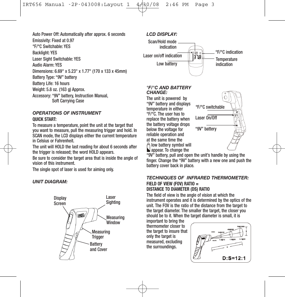 General Tools and Instruments IRT656 User Manual | Page 3 / 12