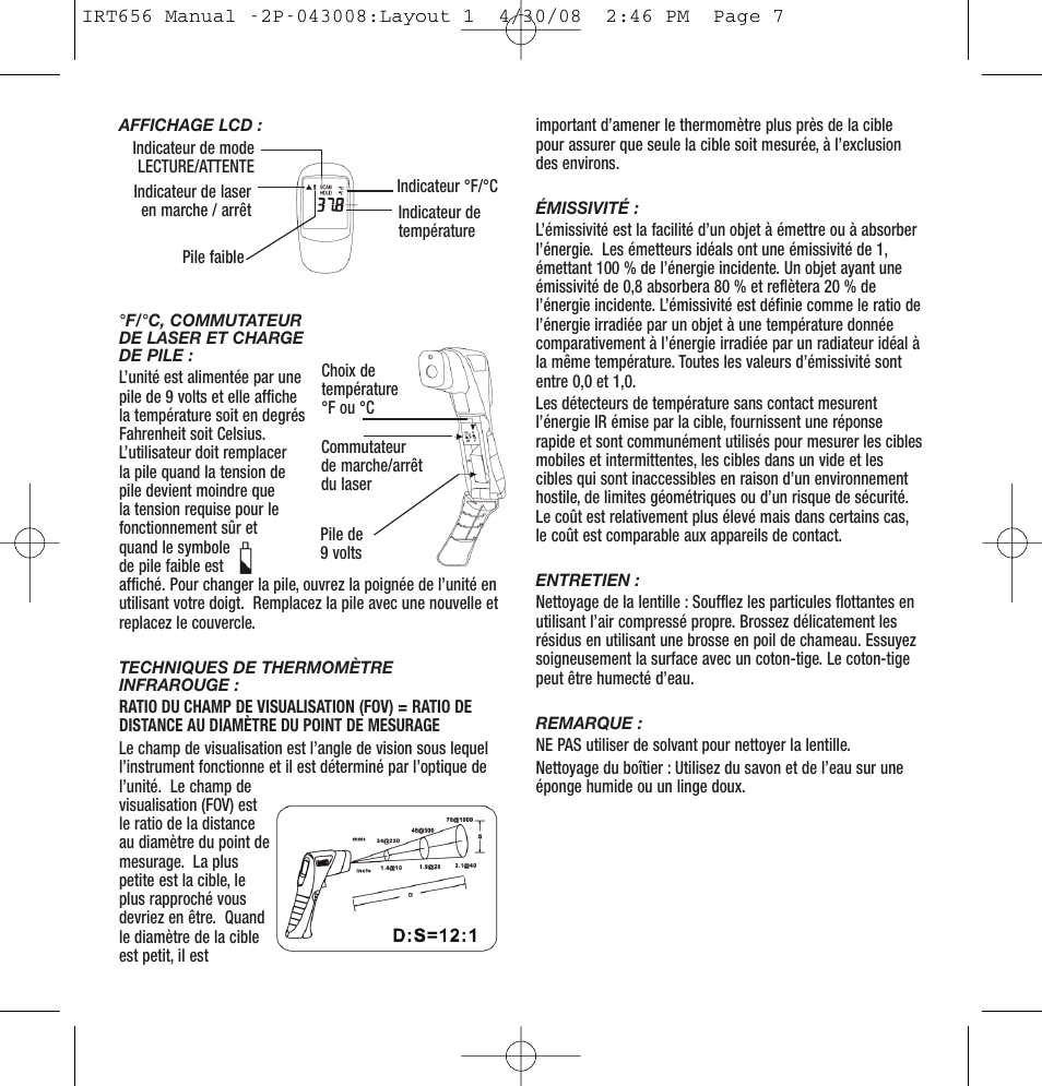 General Tools and Instruments IRT656 User Manual | Page 7 / 12