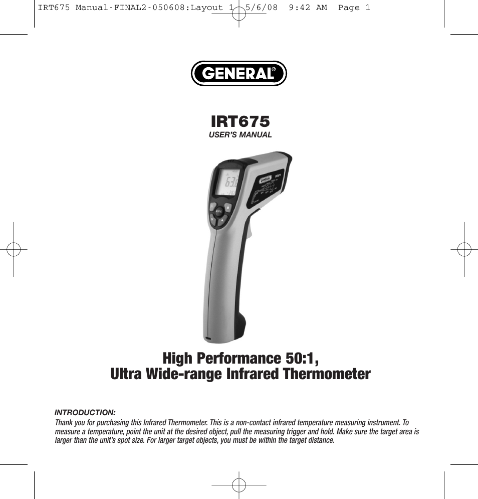General Tools and Instruments IRT675 User Manual | 16 pages