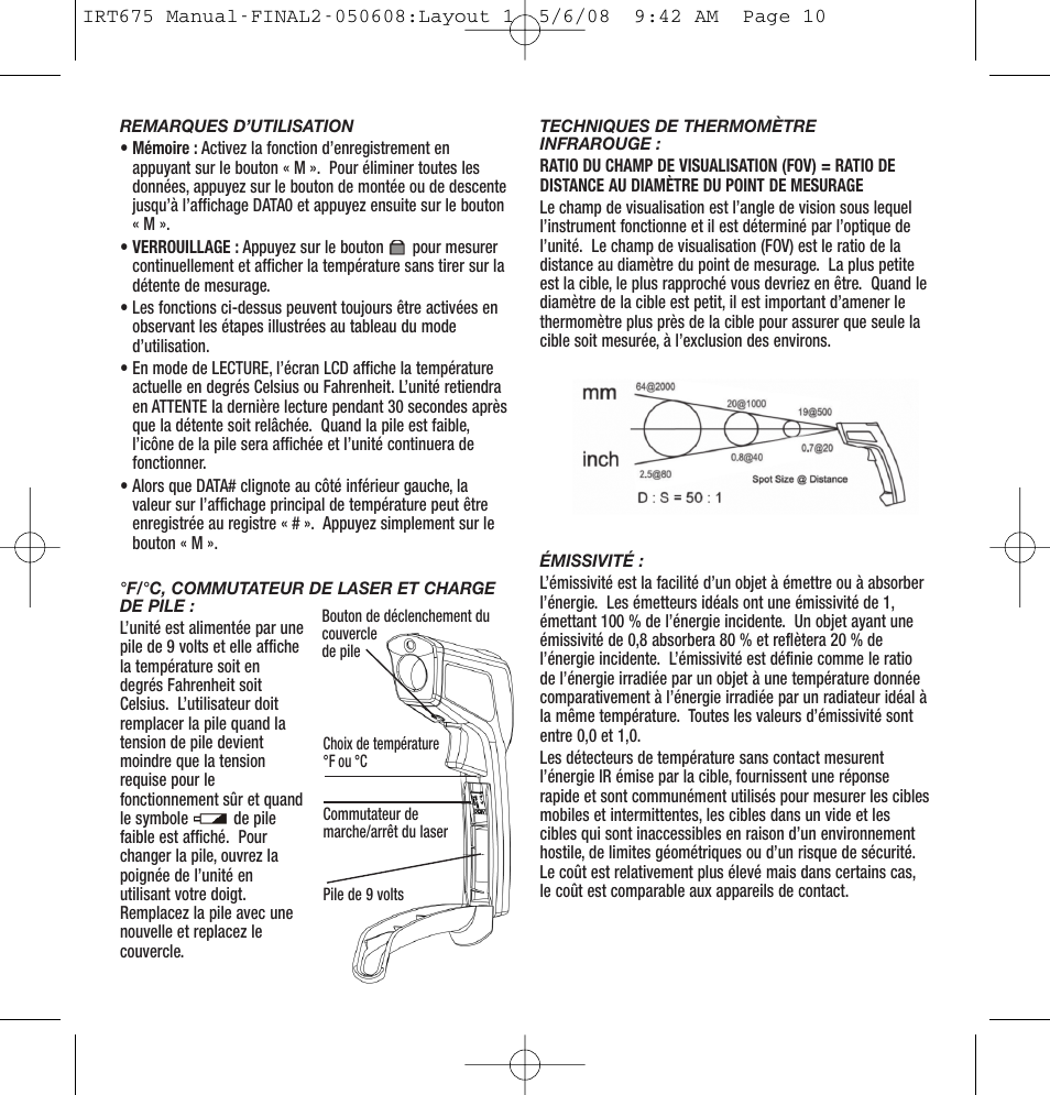 General Tools and Instruments IRT675 User Manual | Page 10 / 16