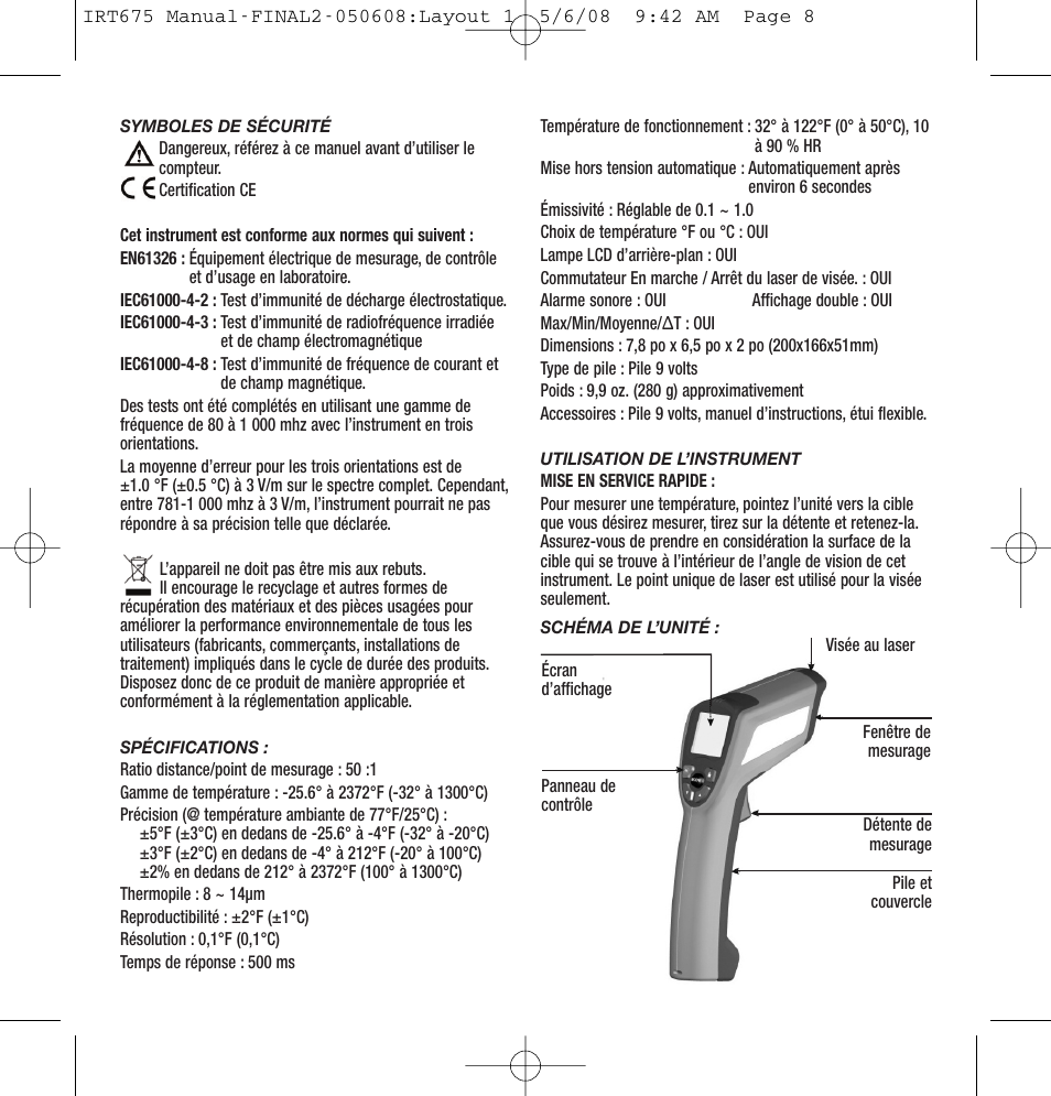 General Tools and Instruments IRT675 User Manual | Page 8 / 16