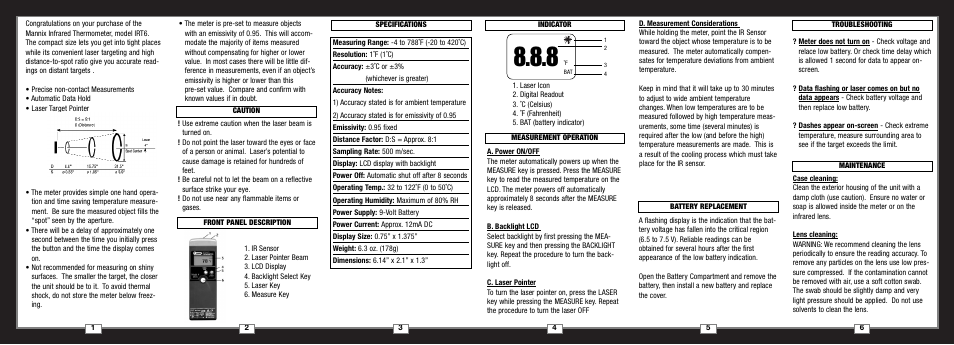 General Tools and Instruments IRT6 User Manual | 2 pages