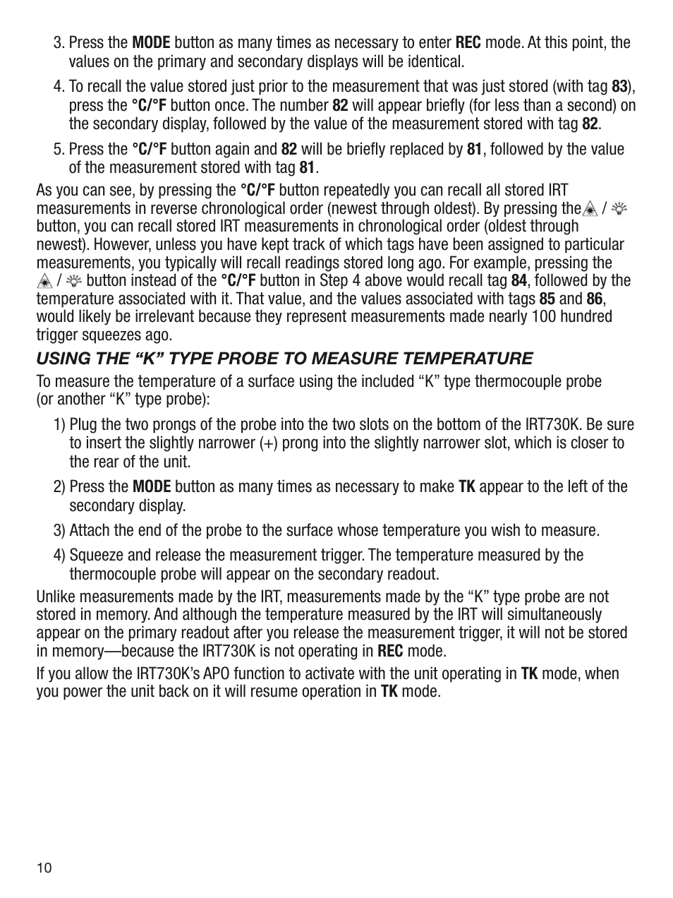 General Tools and Instruments IRT730K User Manual | Page 10 / 16