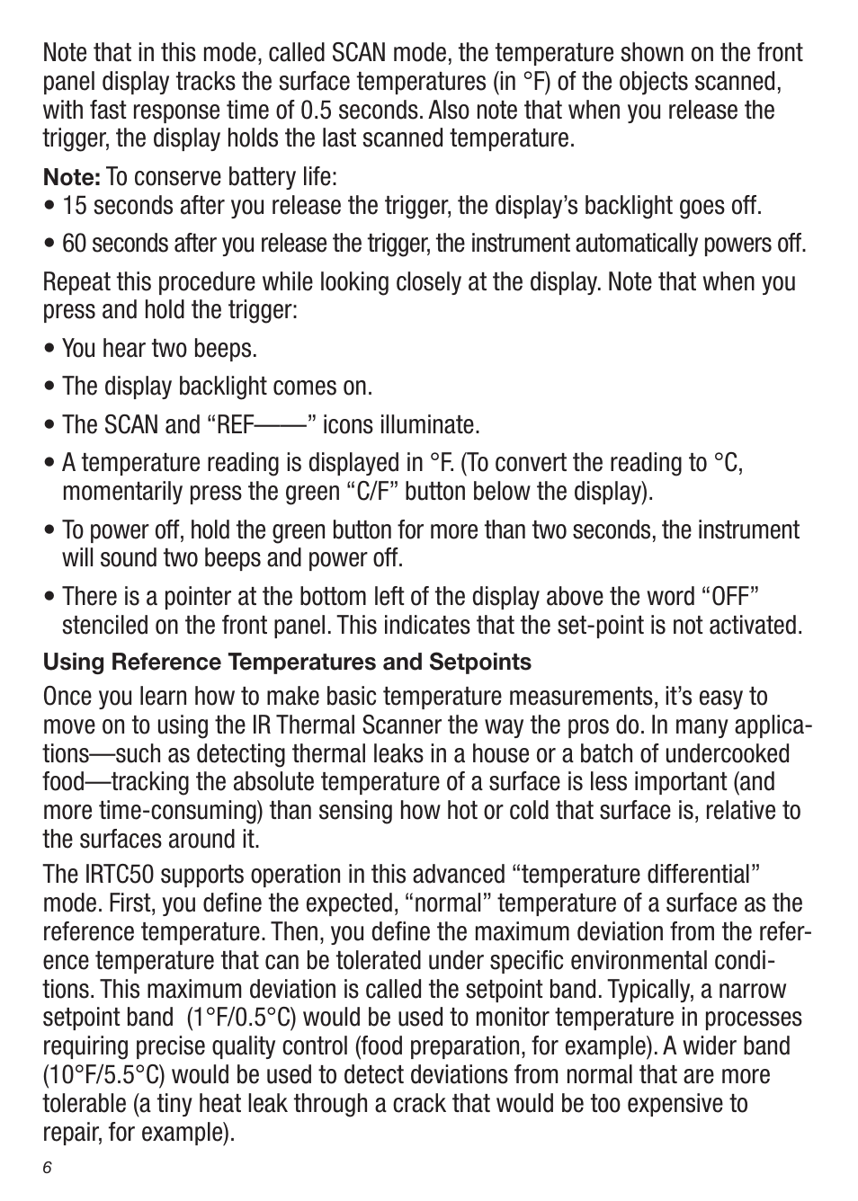 General Tools and Instruments IRTC50 User Manual | Page 6 / 36