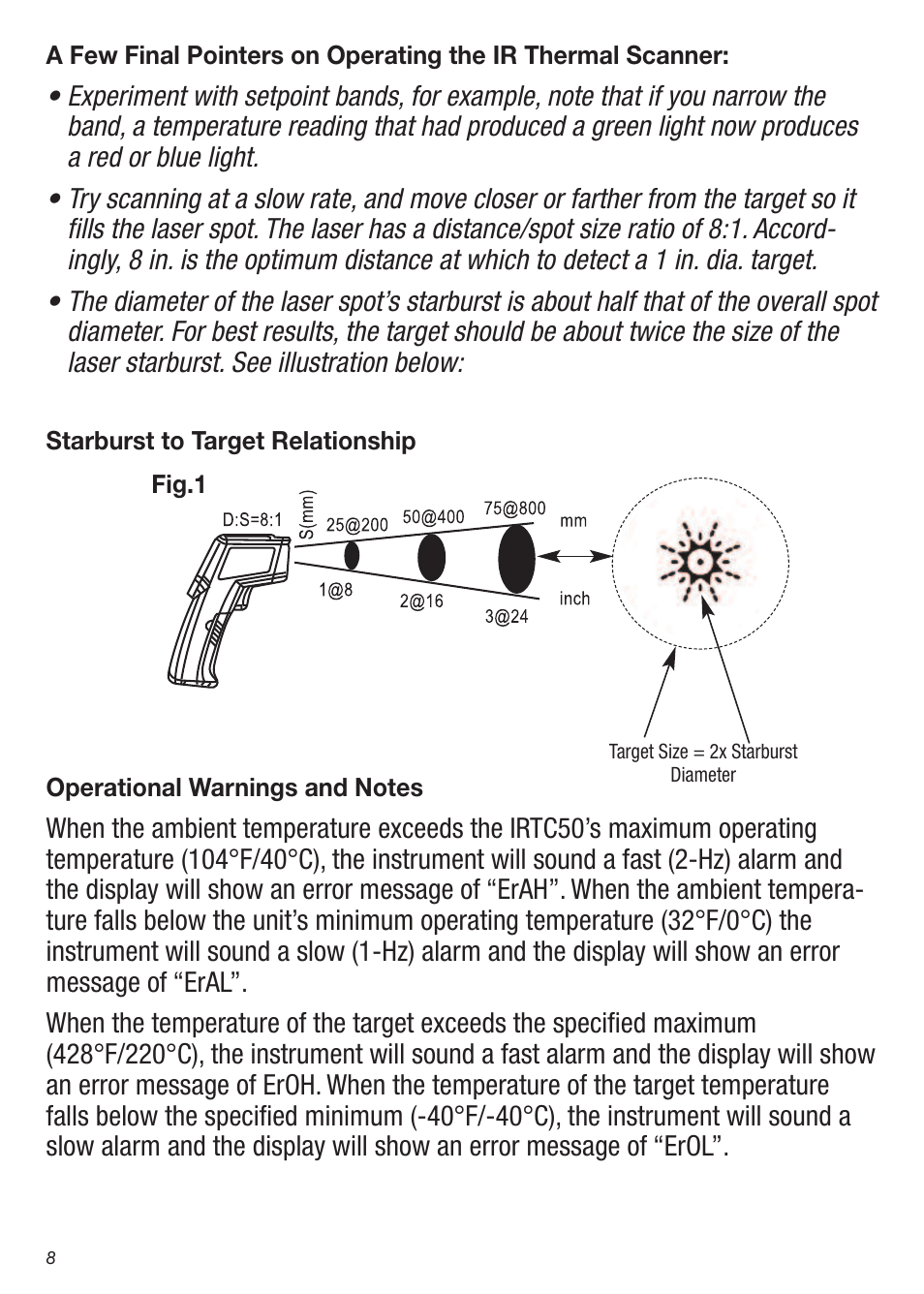 General Tools and Instruments IRTC50 User Manual | Page 8 / 36