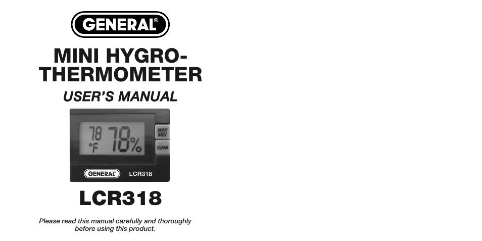 General Tools and Instruments LCR318 v.1 User Manual | 7 pages